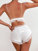 Ruffle Trim Knot Front Lingerie Set